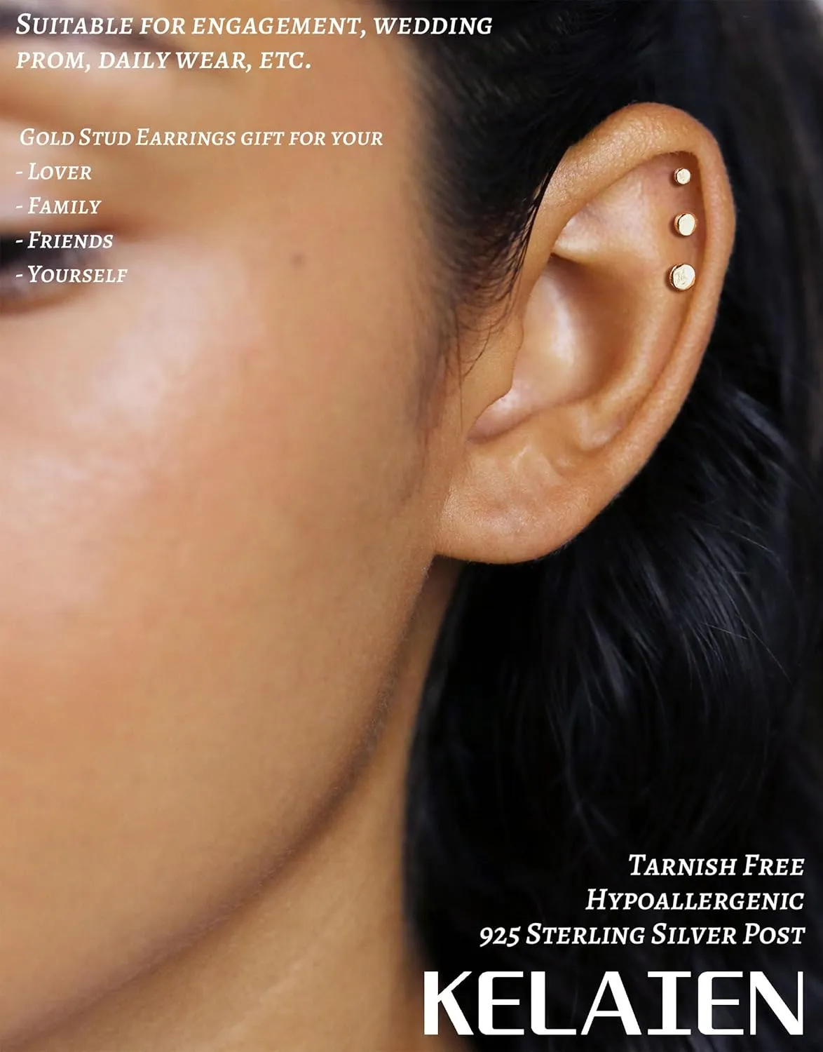 3 Pairs Gold Earrings for Women Trendy 925 Sterling Silver Stud Cartilage Earrings Hypoallergenic 14K Gold Planted Pearl Cute Earring Sets for Multiple Piercing Cubic Zirconia Opal Jewelry
