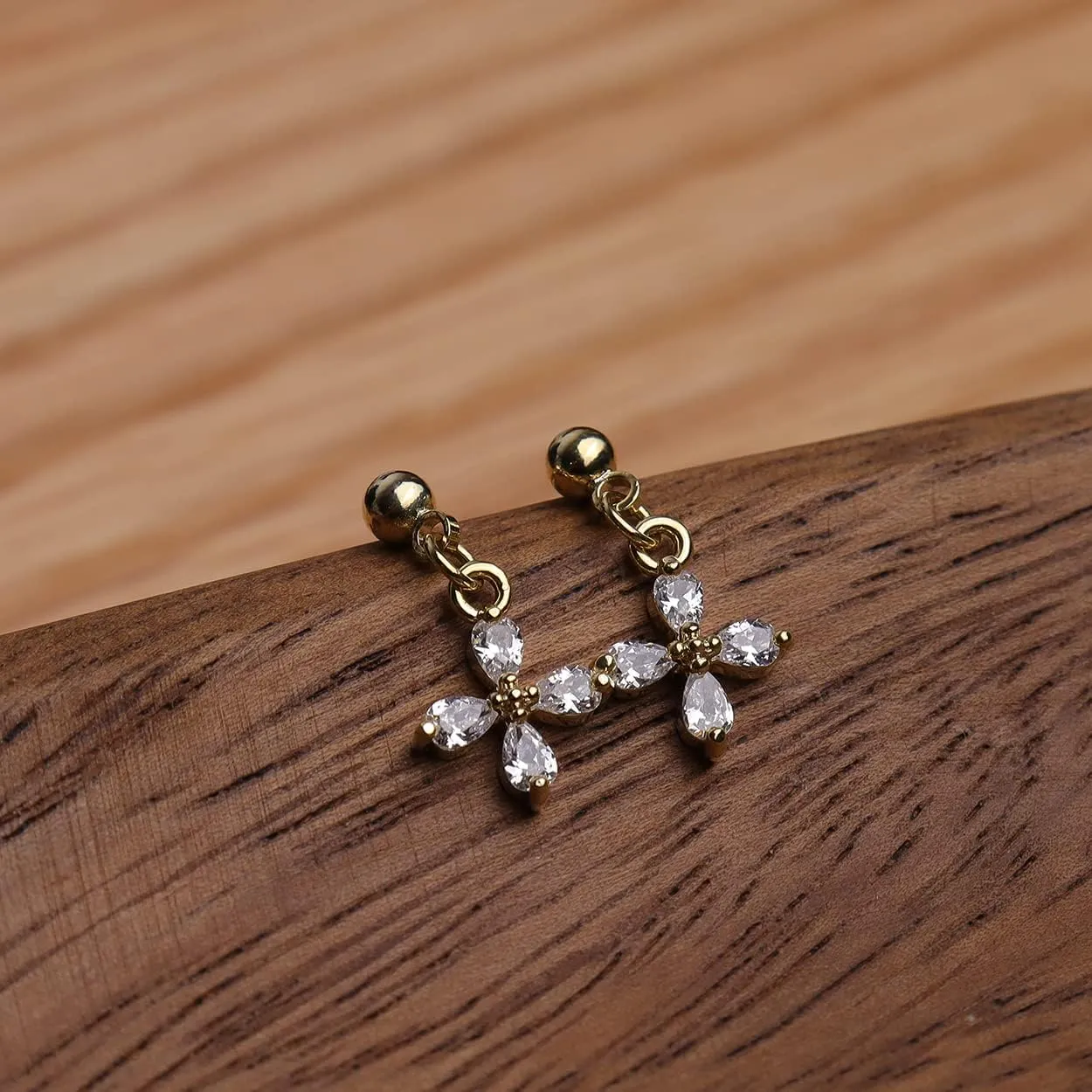 3 PCS Tiny Stud Earrings Set for Women - Cute Dainty Crystal CZ Diamond Rhinestone Hypoallergenic Minimalist Small Cartilage Ear Multriple Piercing Earring Jewelry Gift