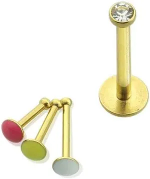 316L Surgical Steel 16G Push in Flat Back Labret Studs Medusa Monroe Lip Rings press Fit Gem Cubic Zirconia CZ Nose Tragus Helix Earrings Piercing Jewelry 8mm