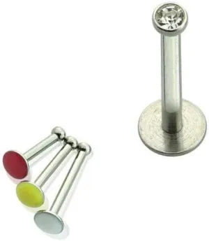 316L Surgical Steel 16G Push in Flat Back Labret Studs Medusa Monroe Lip Rings press Fit Gem Cubic Zirconia CZ Nose Tragus Helix Earrings Piercing Jewelry 8mm