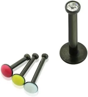 316L Surgical Steel 16G Push in Flat Back Labret Studs Medusa Monroe Lip Rings press Fit Gem Cubic Zirconia CZ Nose Tragus Helix Earrings Piercing Jewelry 8mm