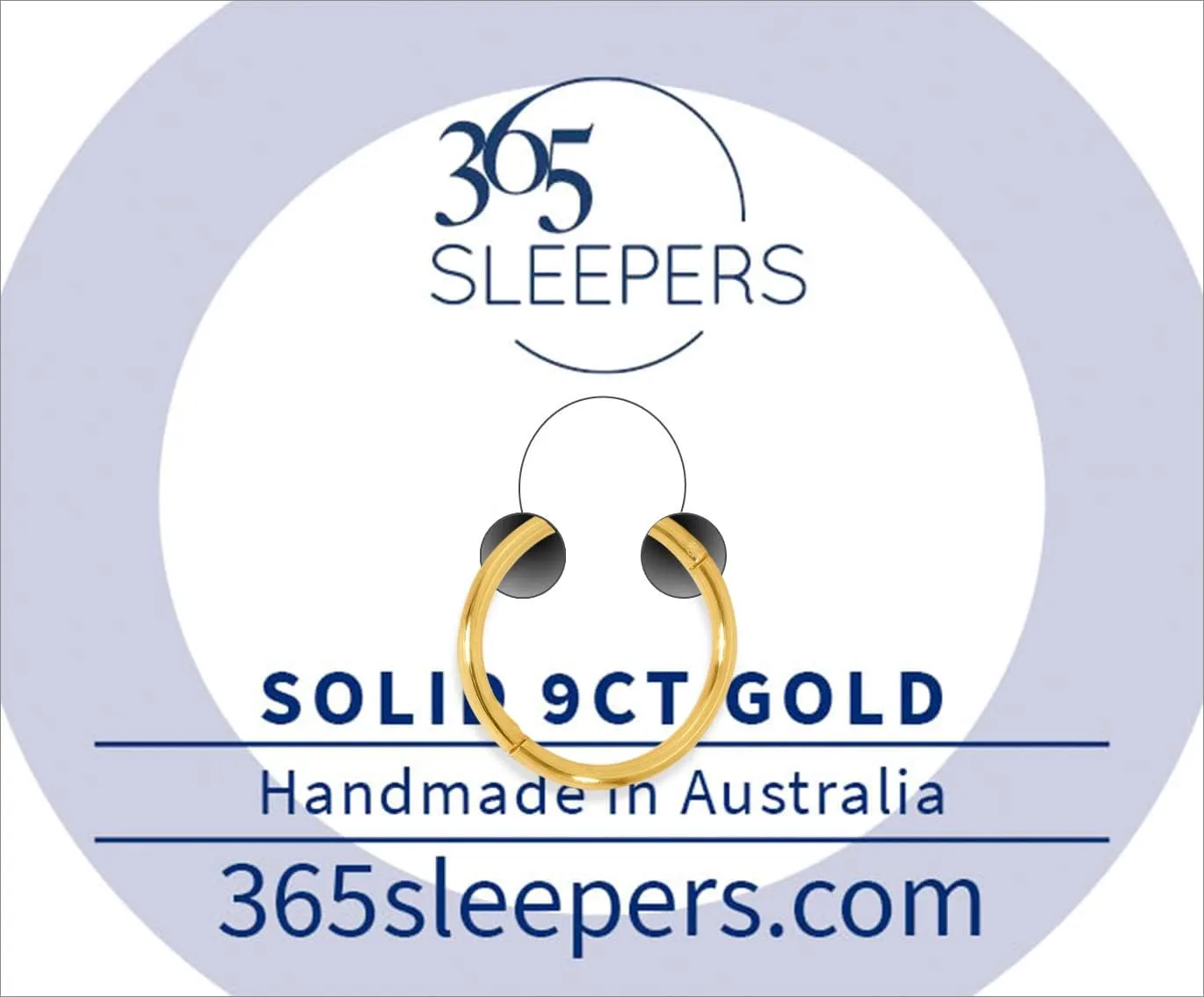 365 SLEEPERS 375 9K Yellow Gold Australian Made 8mm - 14mm Hinged Sleeper Earrings Nose Lip Septum Tragus Hoop Segment Ring Nickel Free Hypoallergenic