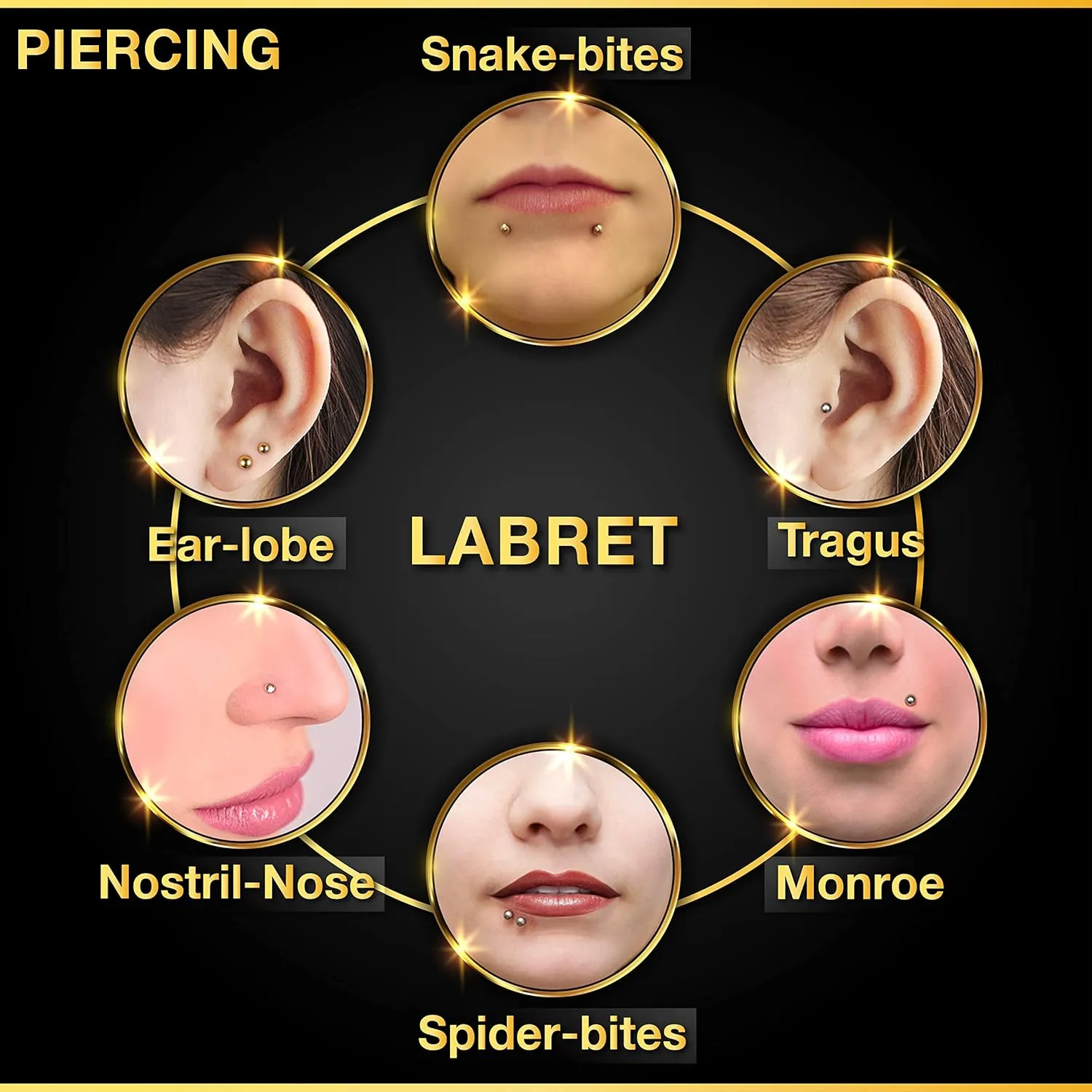 3PCS Surgical Steel Internally Threaded Labret Studs 16g 1.2mm Crystal Monroe Earrings Piercing Jewelry Pick Size and Color