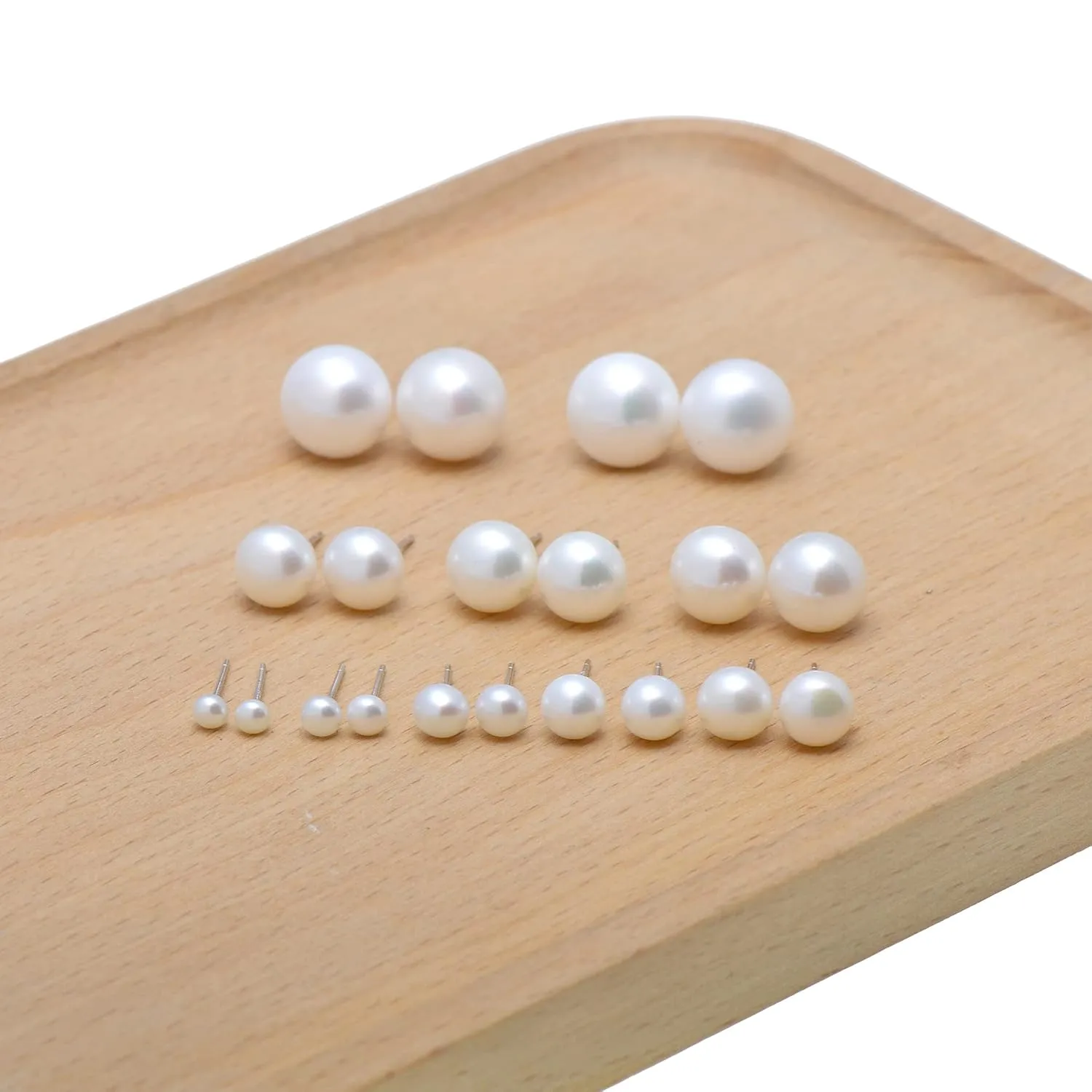 4-5 MM Freshwater Cultured Round Button Pearls Stud Earrings, Sterling Silver Posts