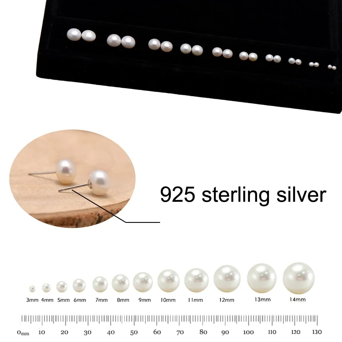 4-5 MM Freshwater Cultured Round Button Pearls Stud Earrings, Sterling Silver Posts