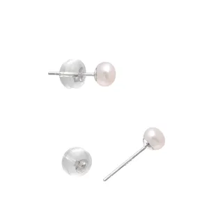 4-5 MM Freshwater Cultured Round Button Pearls Stud Earrings, Sterling Silver Posts