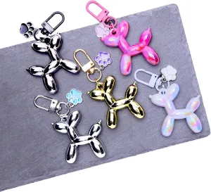 5 Pack Jelly Balloon Dog Keychain for Women Girls Cute Key Chain Bag Charms for AirPods Case Car Purse Backpack