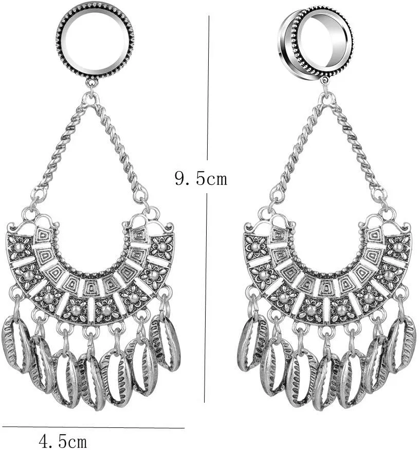 6-30mm Metal Shell Pendant Dangle Bohemian Style Ear Plugs and Tunnels