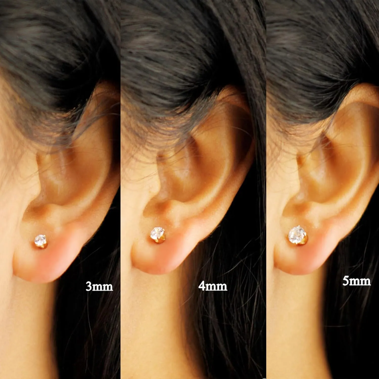 6 Pairs Stud Earrings Cubic Zirconia Earrings Studs Set 14K Gold Plated Sterling Silver Post Hypoallergenic Stud Earrings for Women Girls