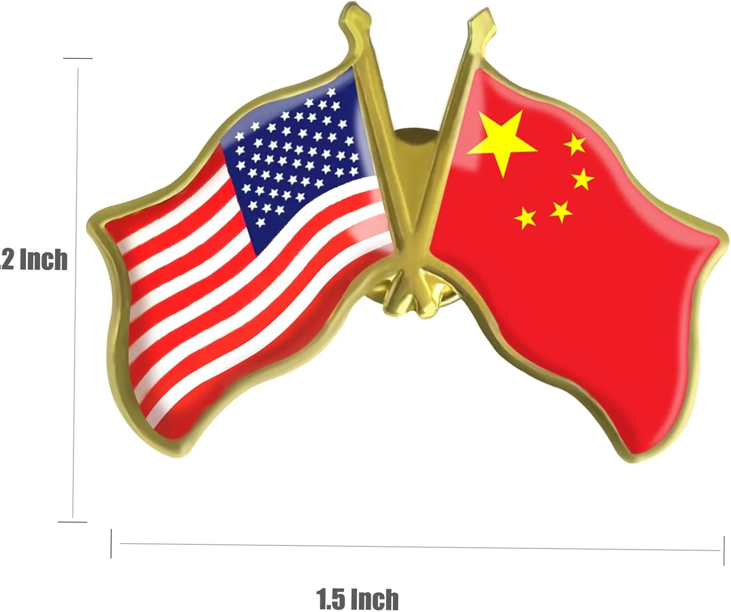 6/12/50/100 Pack-American China Friendship Flag Pins Bulk -1.5