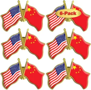 6/12/50/100 Pack-American China Friendship Flag Pins Bulk -1.5