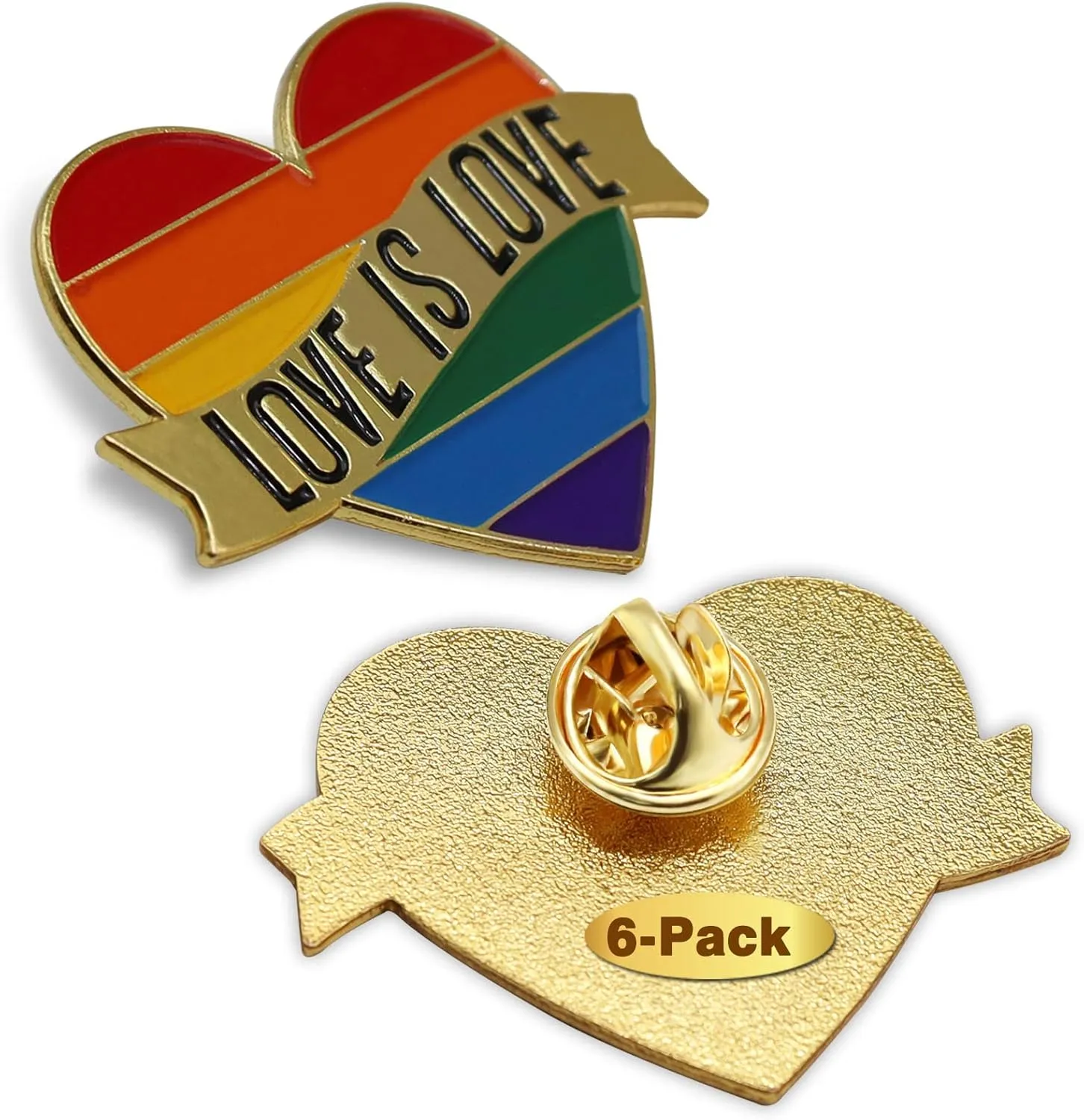 6/12/50/100/Pcs Heart Pride Rainbow Lapel Pins Bulk -Love is Love - LGBT Enamel Gay Progress Pin Brooch Badge for Men Women Clothes Bags Hats