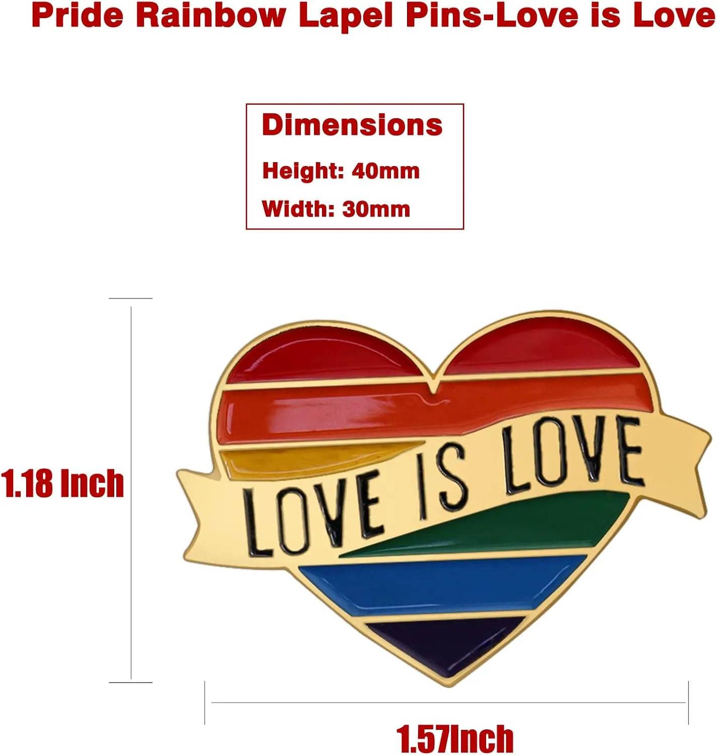 6/12/50/100/Pcs Heart Pride Rainbow Lapel Pins Bulk -Love is Love - LGBT Enamel Gay Progress Pin Brooch Badge for Men Women Clothes Bags Hats