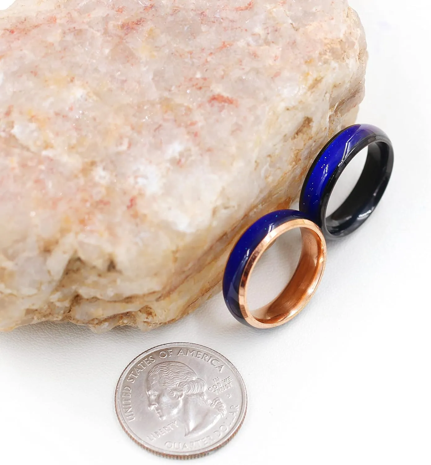 6mm Stainess Steel Band Temprature Sensitive Color Changing Mood Rings for Men Women, His Her Black Rose Gold Plated Anniversary Wedding Birthday Band Rings Y1854