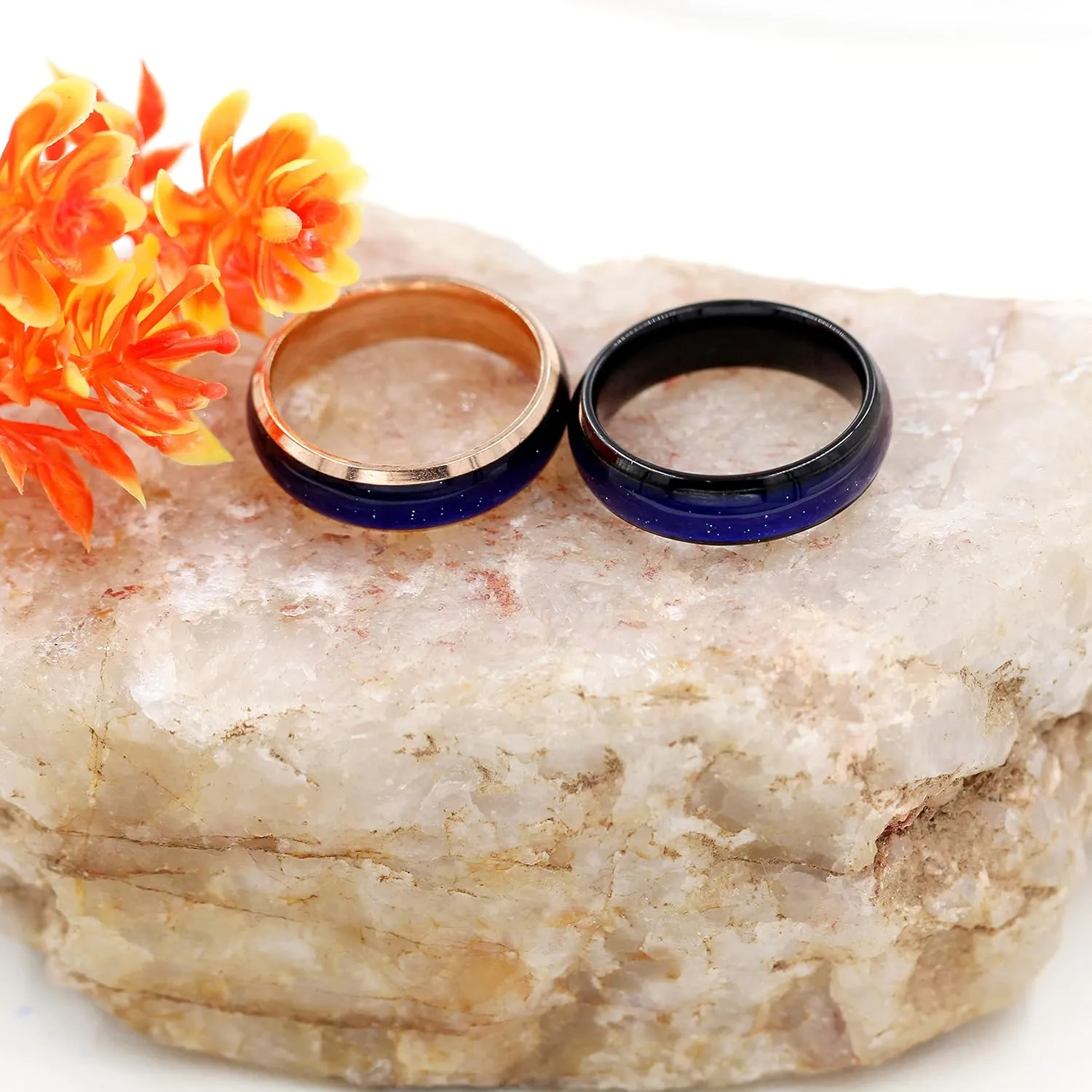 6mm Stainess Steel Band Temprature Sensitive Color Changing Mood Rings for Men Women, His Her Black Rose Gold Plated Anniversary Wedding Birthday Band Rings Y1854