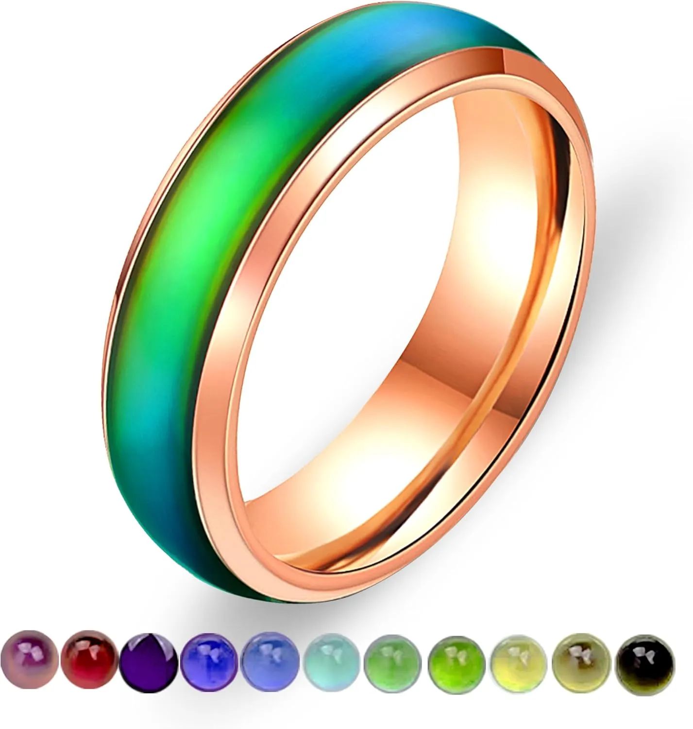 6mm Stainess Steel Band Temprature Sensitive Color Changing Mood Rings for Men Women, His Her Black Rose Gold Plated Anniversary Wedding Birthday Band Rings Y1854