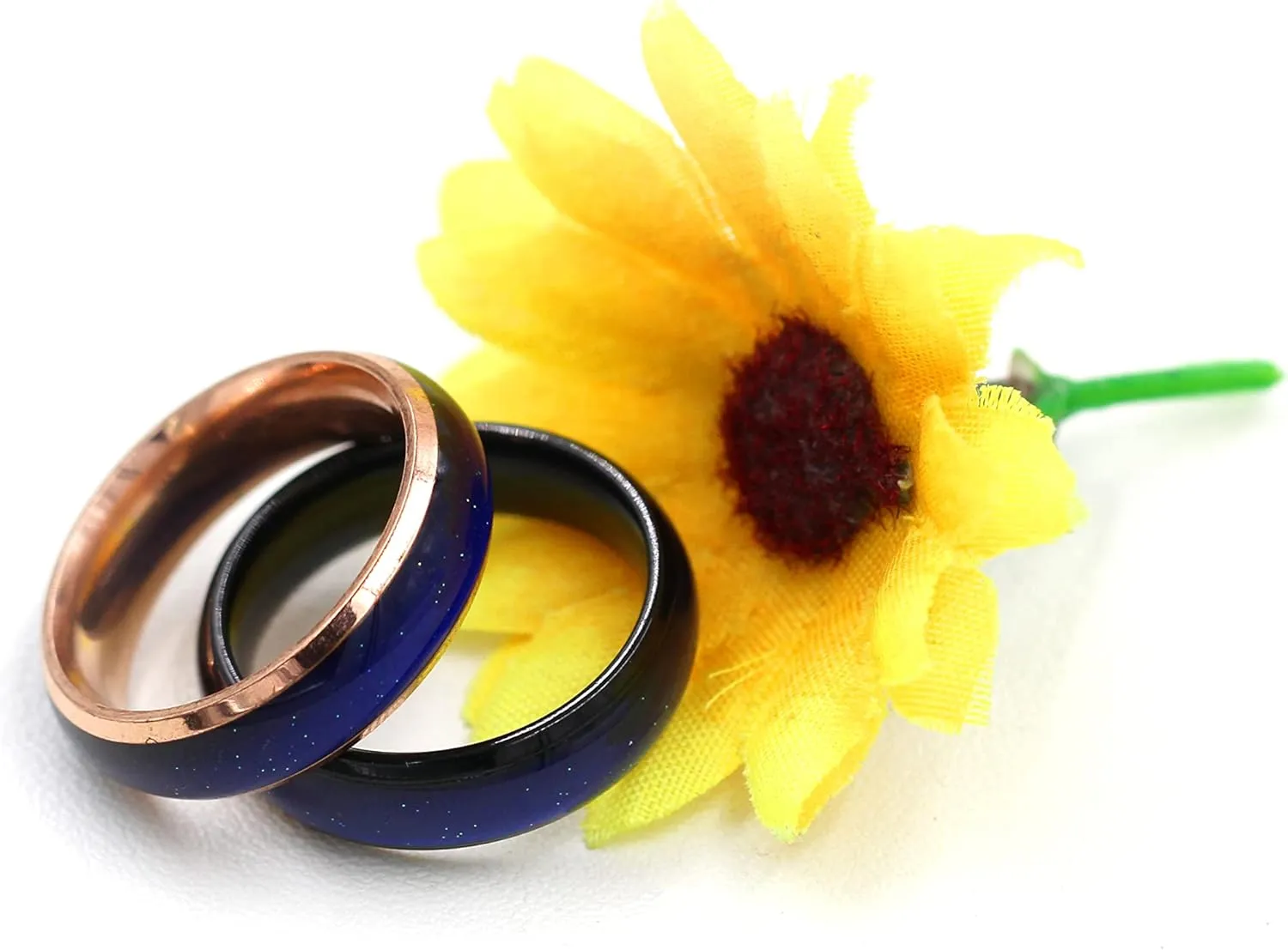 6mm Stainess Steel Band Temprature Sensitive Color Changing Mood Rings for Men Women, His Her Black Rose Gold Plated Anniversary Wedding Birthday Band Rings Y1854