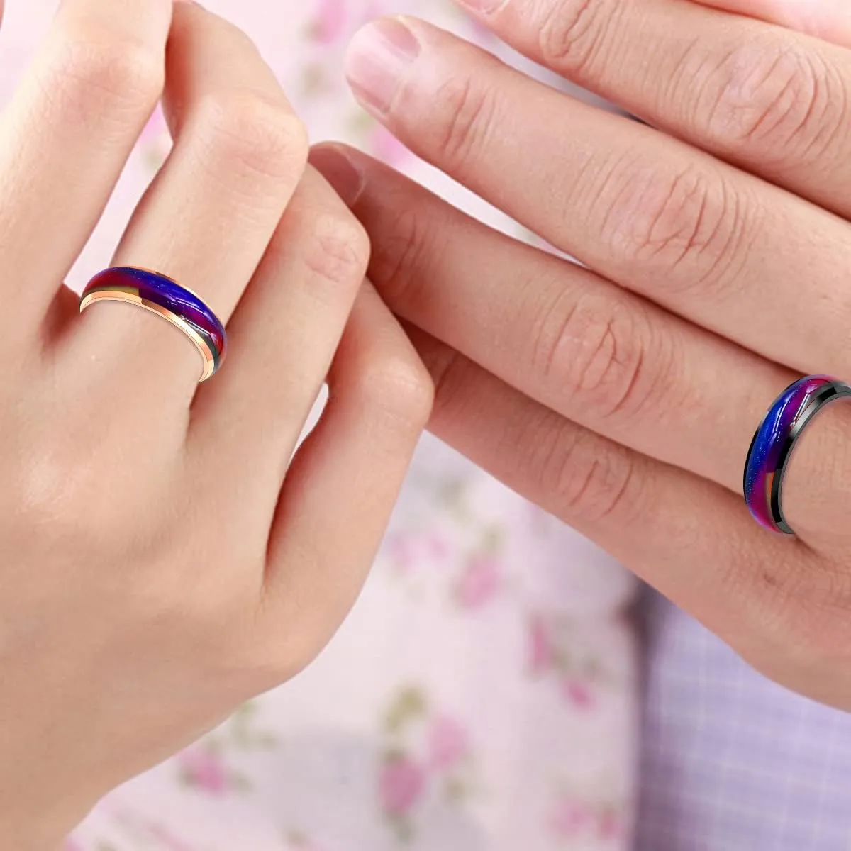 6mm Stainess Steel Band Temprature Sensitive Color Changing Mood Rings for Men Women, His Her Black Rose Gold Plated Anniversary Wedding Birthday Band Rings Y1854