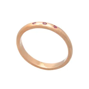 70%  DISCOUNT Exotic 18ct Rose Gold Vermeil Stacking Ring with Gleaming Rubies