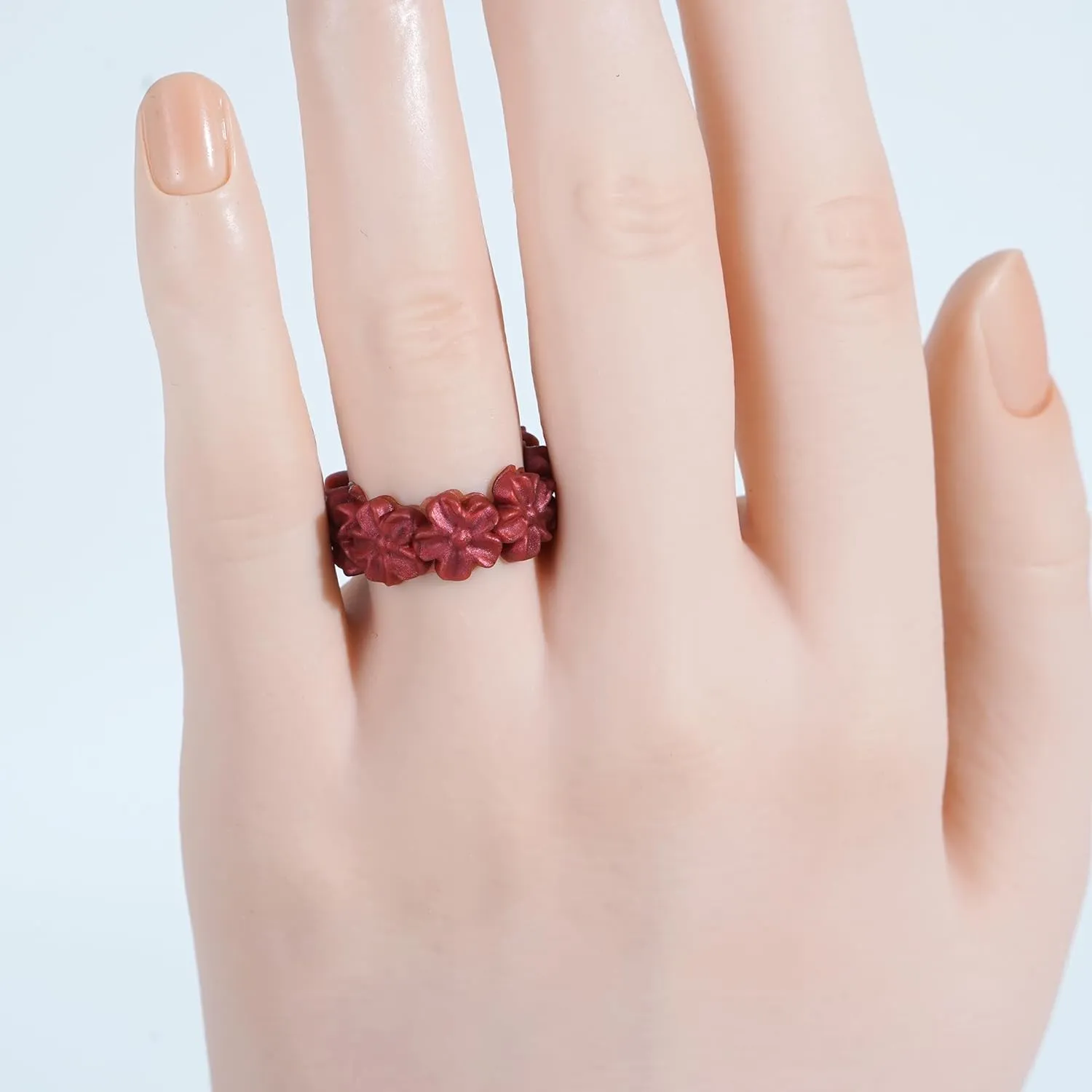 7/4 Packs Silicone Rings for Women  Soft and Pretty. Comfortable, Breathable, Stackable Rings. Lightweight Rubber Womens Engagement Ring & Wedding Band. Lucky Flower Collection