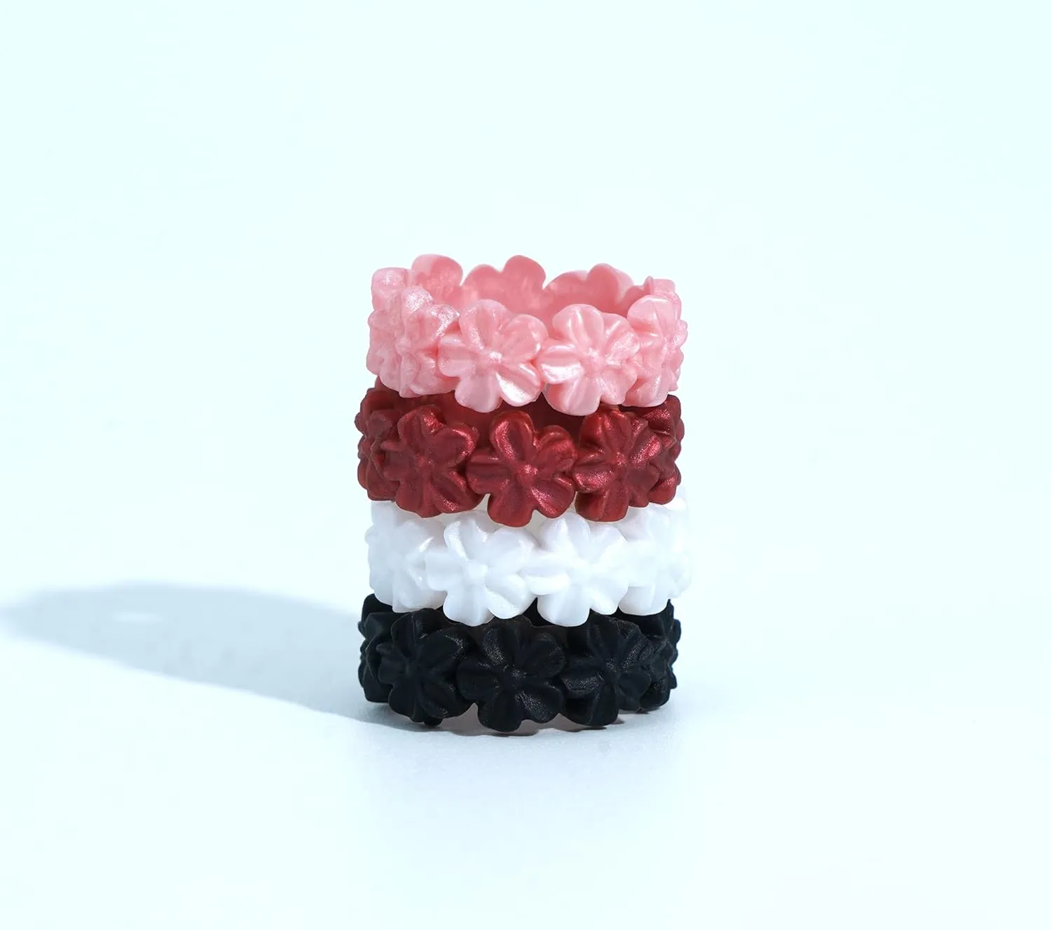 7/4 Packs Silicone Rings for Women  Soft and Pretty. Comfortable, Breathable, Stackable Rings. Lightweight Rubber Womens Engagement Ring & Wedding Band. Lucky Flower Collection