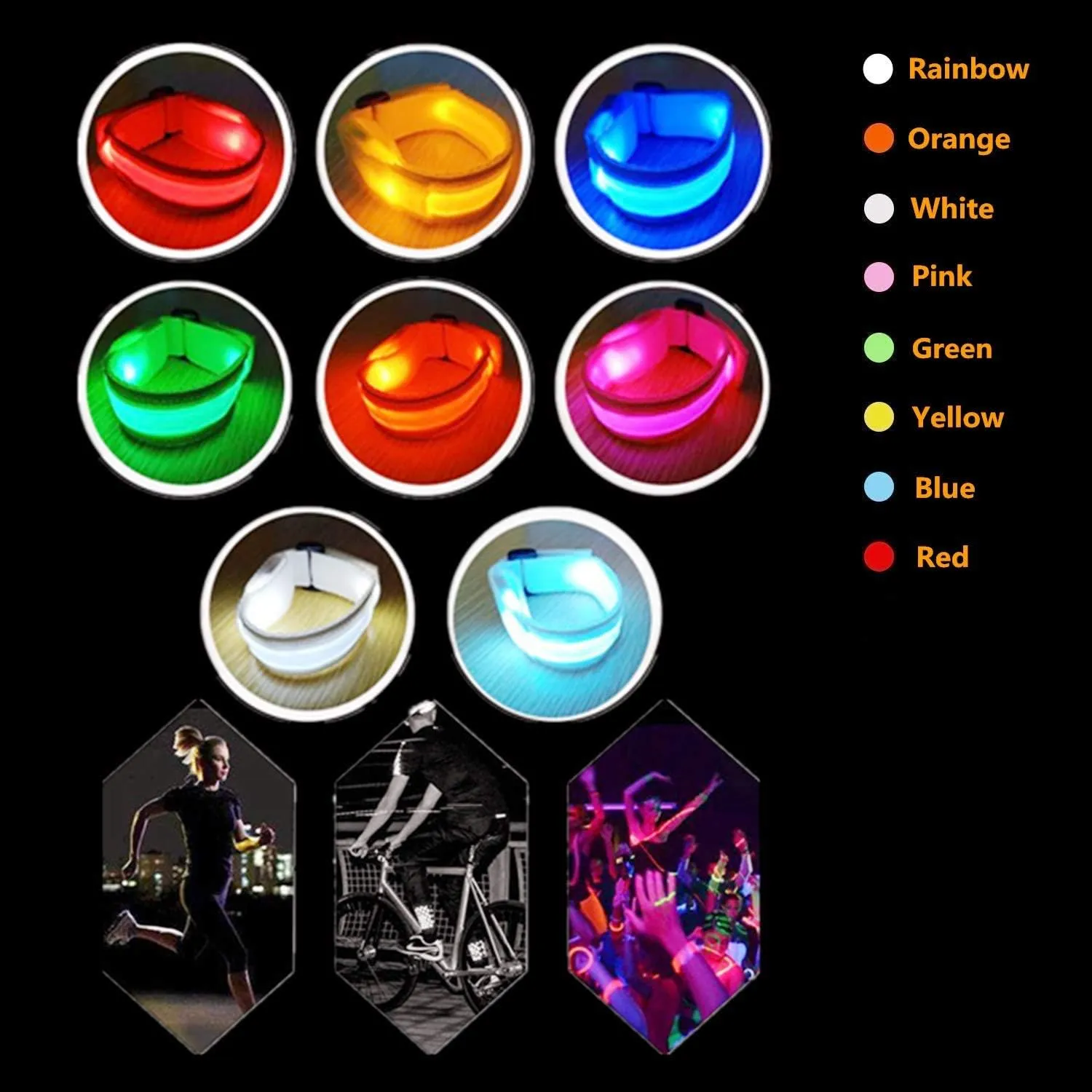 8 PCS LED Glow Bracelets, Light Up Bracelets for Kids Adults - Glow in The Dark Party Bracelets Favors Supplies for Christmas, Concerts, Festivals, Game Prizes, Sports, Rave Accessories.