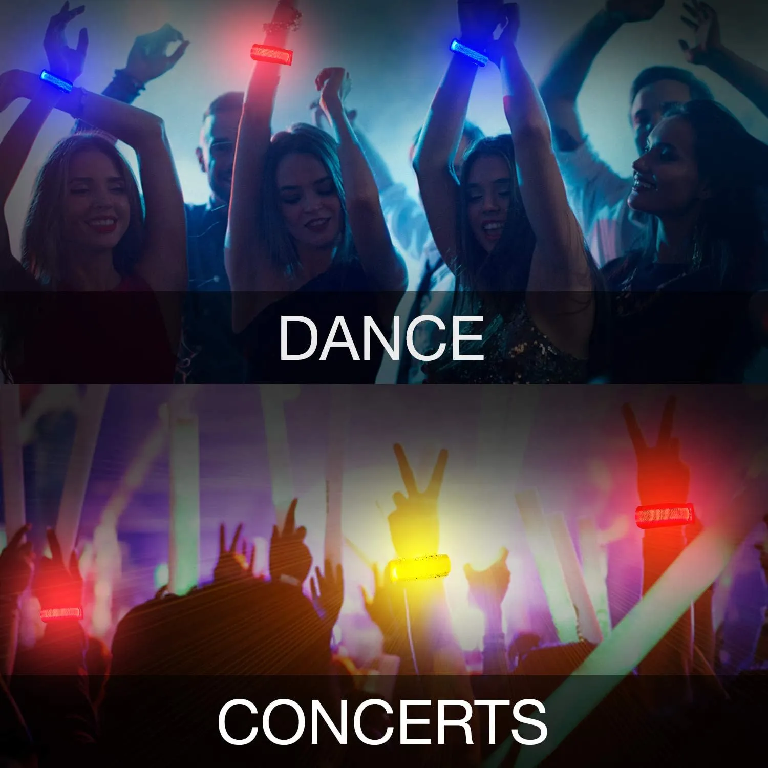 8 PCS LED Glow Bracelets, Light Up Bracelets for Kids Adults - Glow in The Dark Party Bracelets Favors Supplies for Christmas, Concerts, Festivals, Game Prizes, Sports, Rave Accessories.