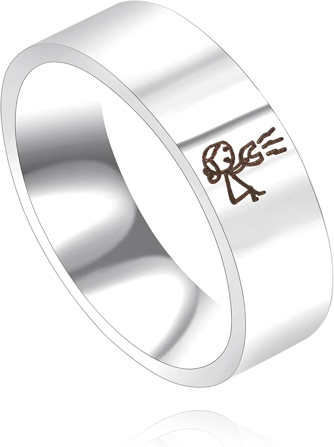 8mm Wide Black White Stainless Steel Band Rings for Couples - His and Hers I Love You Matching Promise Rings Wedding Ring for Men Women Valentine's Day Gift Y1720