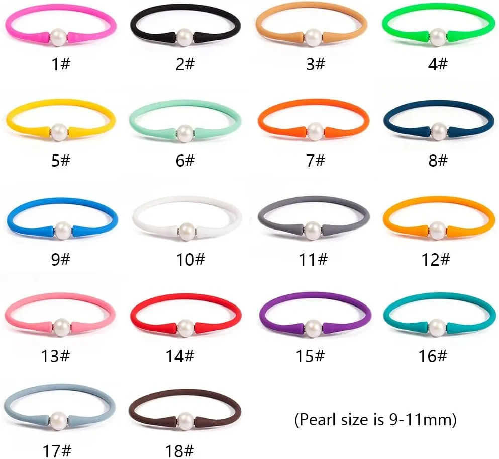 9-11mm Silicone Edison Freshwater Pearl Bracelets,Womens Charm Bangle Jewelry,Colored Dainty Personalized Stretch Mood Rubber Bands for Men and Women 6.5'' 7'' 7.5''