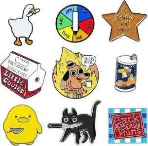 9 Funny Enamel Pins Backpack Lanyard Work Teenage Adult Cartoon,Cute Cool Hat Pin Set for Flap Backpack Jacket Coat Hat,Unique cool pins are a must have gift for girls and boys Fashion Jewelry Accessories, Enamel, Enamel