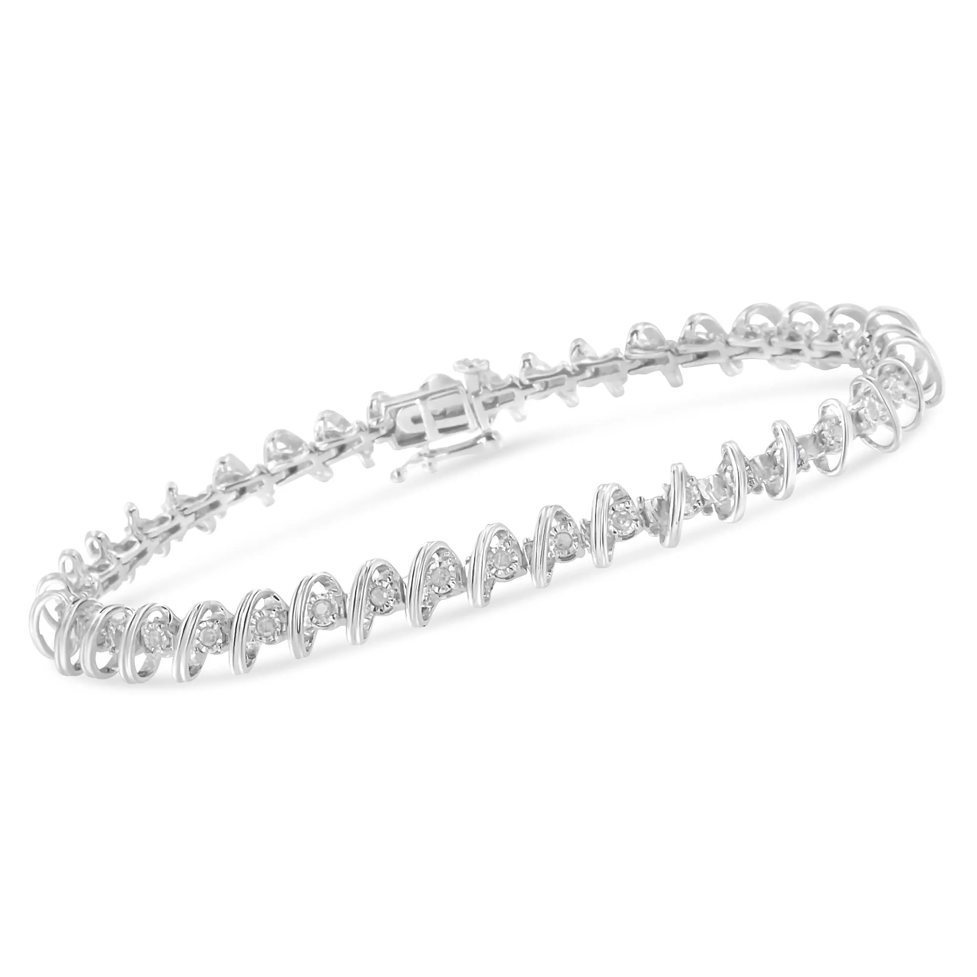 .925 Sterling Silver 1/2 Cttw Diamond Miracle-Set 7" Tennis Bracelet (I-J Color, I3 Clarity)