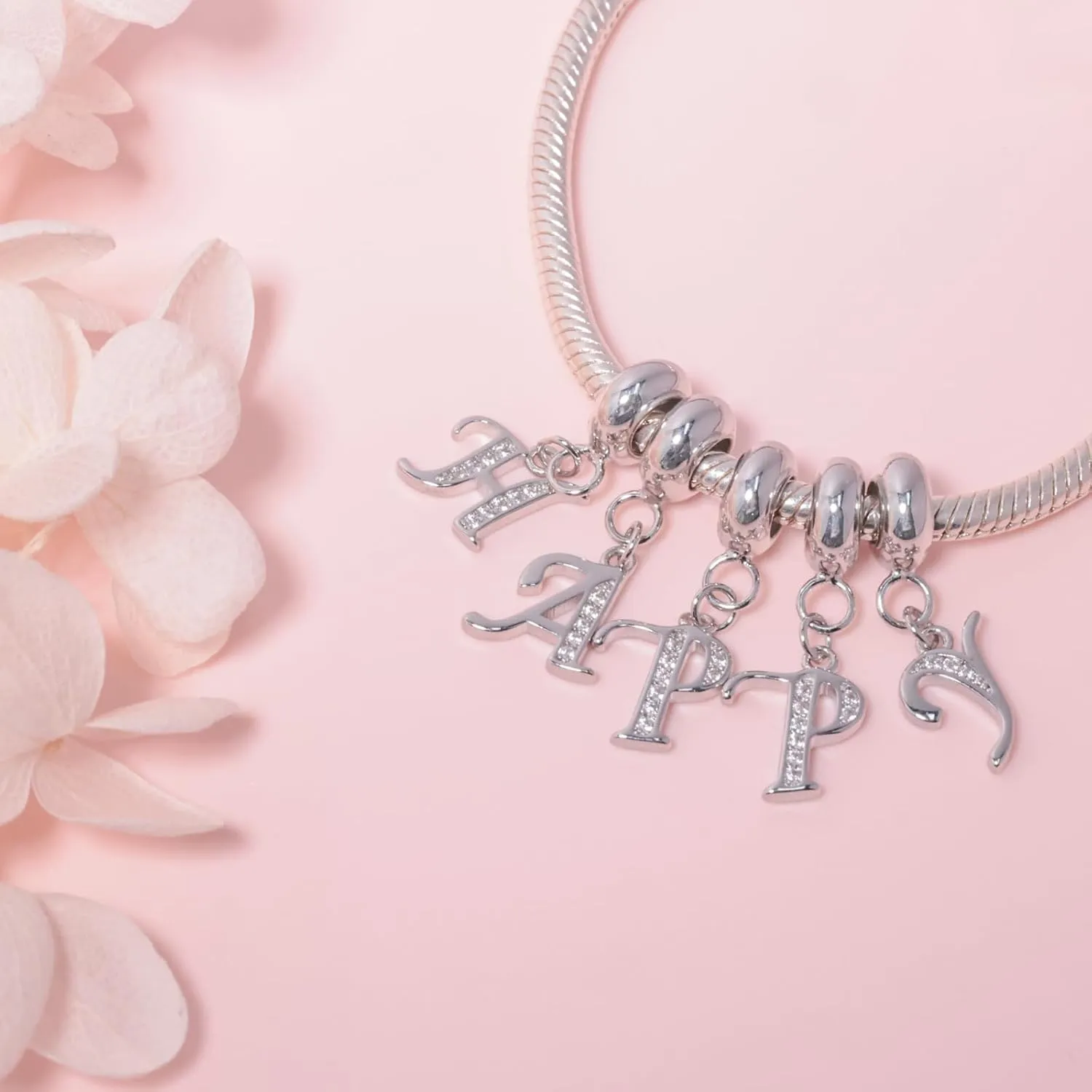 925 Sterling Silver Initial Letter Charms for Bracelets and Necklace Cubic Zirconia Alphabet Dangle Pendant Charms for Women Girls