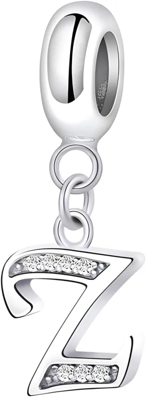 925 Sterling Silver Initial Letter Charms for Bracelets and Necklace Cubic Zirconia Alphabet Dangle Pendant Charms for Women Girls