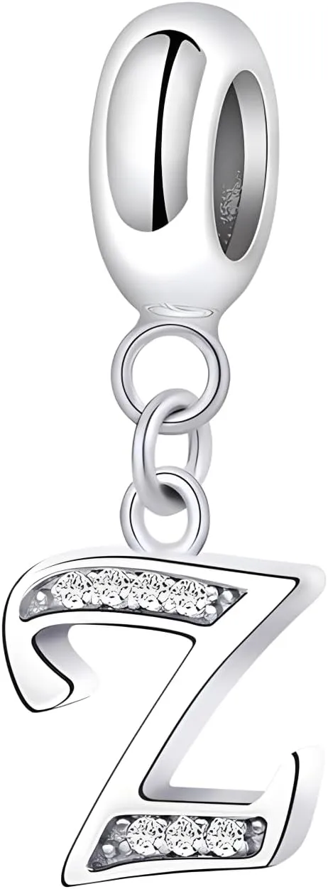 925 Sterling Silver Initial Letter Charms for Bracelets and Necklace Cubic Zirconia Alphabet Dangle Pendant Charms for Women Girls