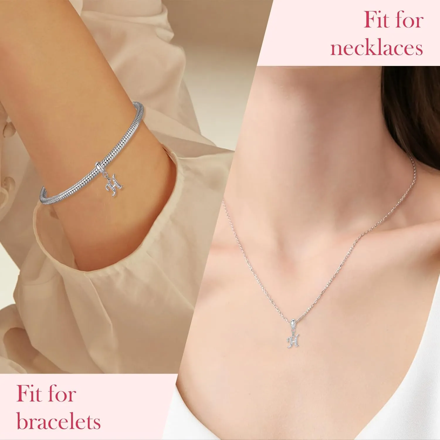 925 Sterling Silver Initial Letter Charms for Bracelets and Necklace Cubic Zirconia Alphabet Dangle Pendant Charms for Women Girls