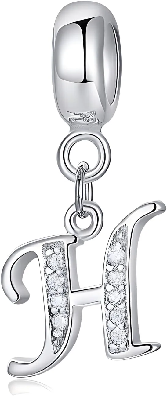 925 Sterling Silver Initial Letter Charms for Bracelets and Necklace Cubic Zirconia Alphabet Dangle Pendant Charms for Women Girls