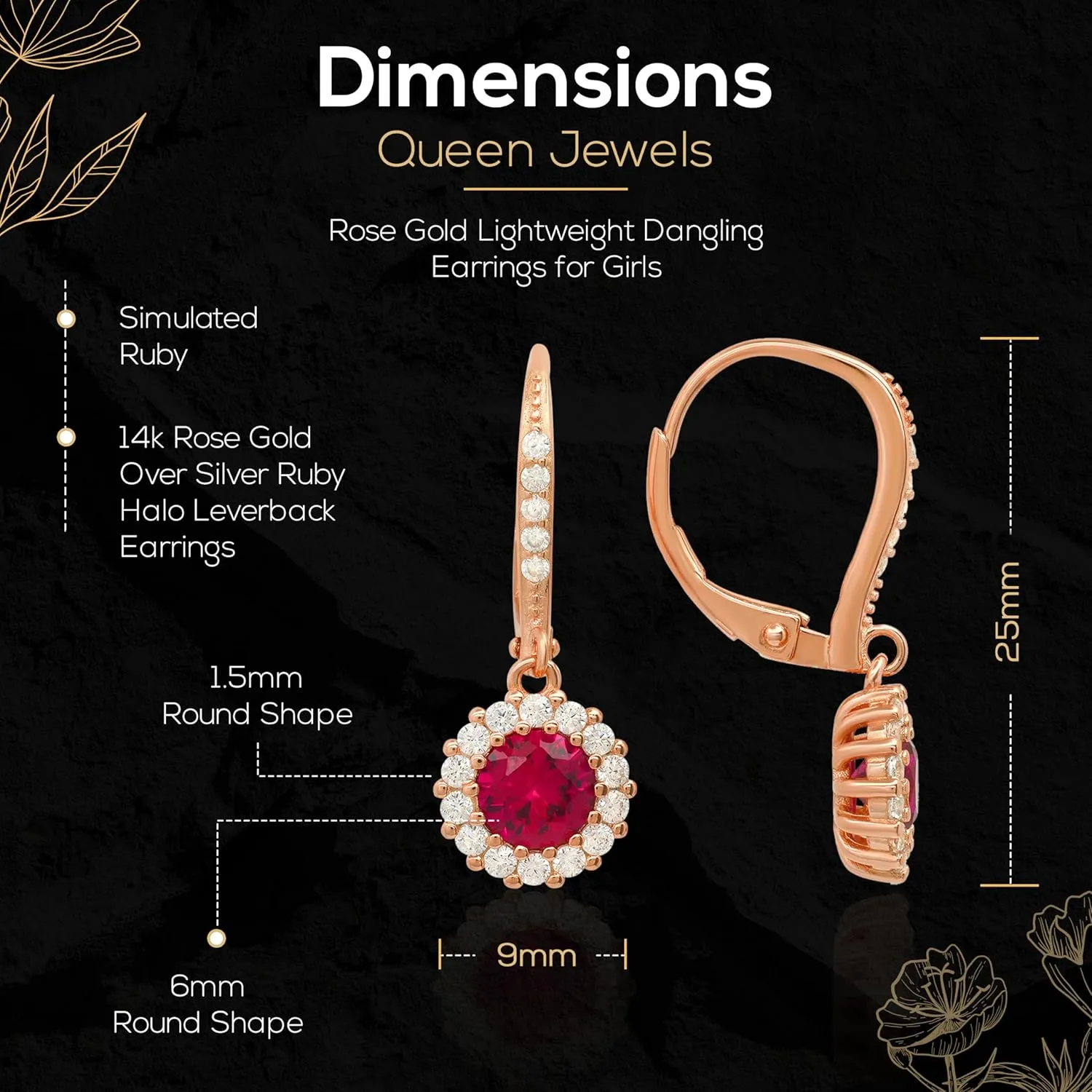 925 Sterling Silver Leverback Earrings for Women | 14k Gold Lightweight Dangling Earrings | Cubic Zirconia Drop and Dangle Earrings for Women | Dainty Earrings for Women