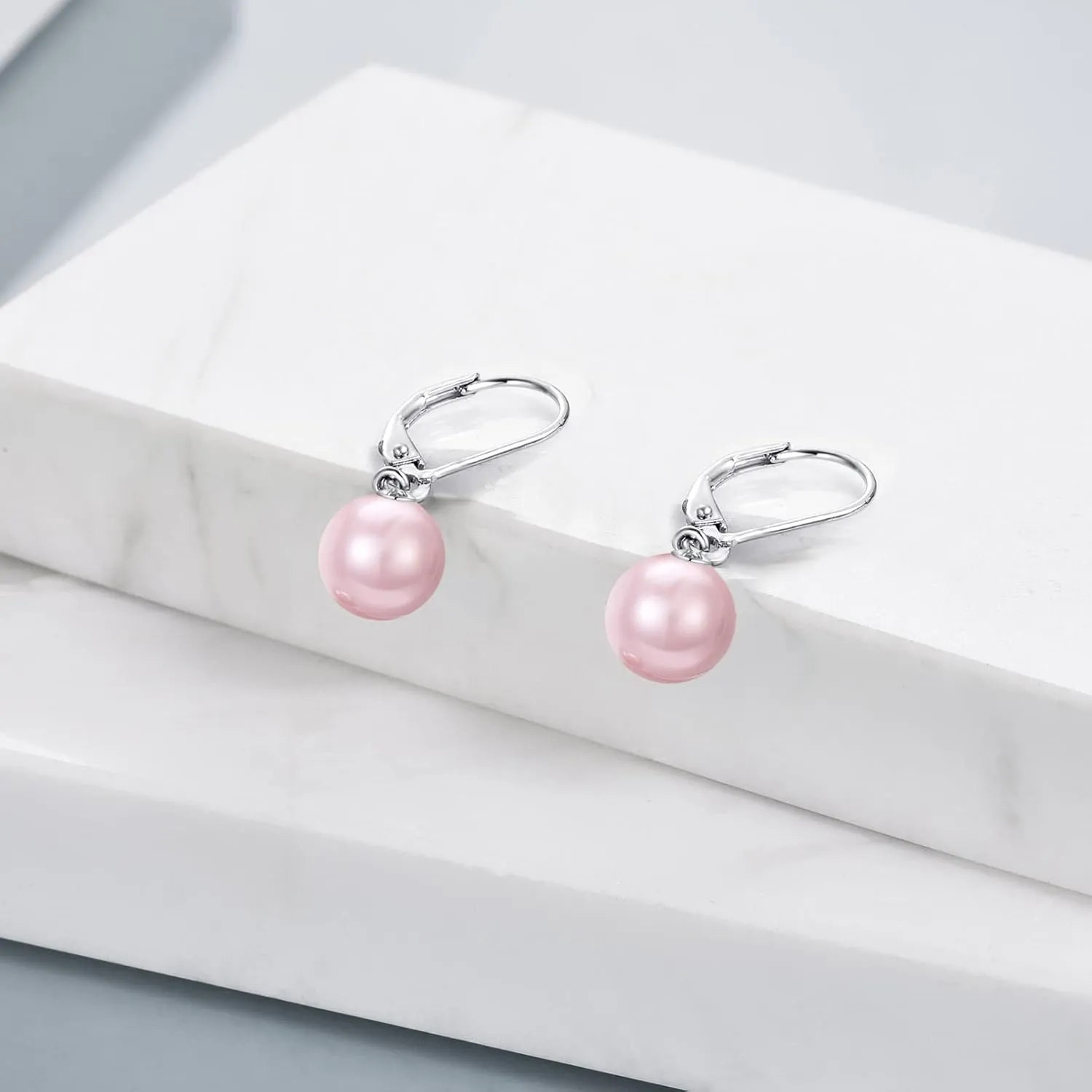 925 Sterling Silver Pearl Leverback Earrings Dangle Drop Jewelry Gifts for Women