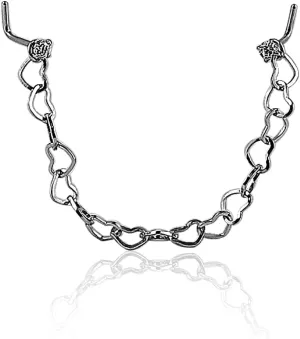 925 Sterling Silver Plated Nostril Nose Chain 3mm Nose Bone Zircon Stainless Steel Crystal Studs Love Heart Jewelry Set 1pcs Pircing Septum (3.0-6.2cm)