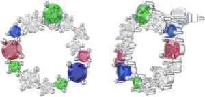 925 Sterling Silver Stud Earrings for Women Girls Xmas Wreath Earrings Cute Holiday Earrings Shiny Cubic Zirconia Jewelry Gift