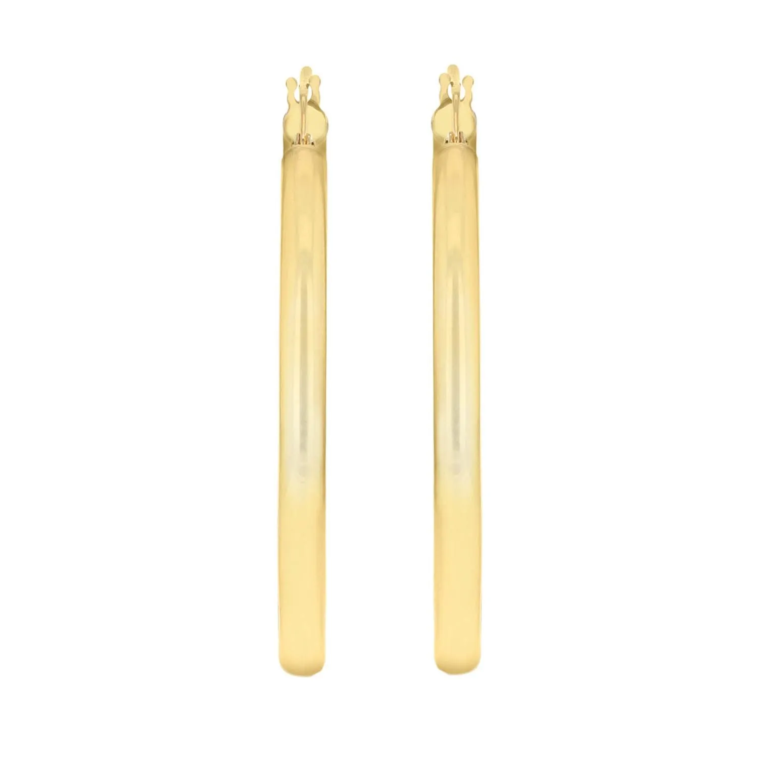 9K Yellow Gold 3mm Round Hollow Hoop Earrings 35mm