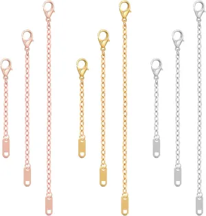 9Pcs Necklace Extender, Jewelry Extenders for Necklaces, Rose Gold Stainless Steel Jewelry Chain Extenders for Necklace Bracelet Anklet (Gold, Silver, Rose Gold, 5.9inch/3.9inch/2inch)