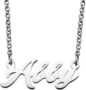 Abby Name Necklace Custom Personalized in Silver Plate Gift for Women Couple
