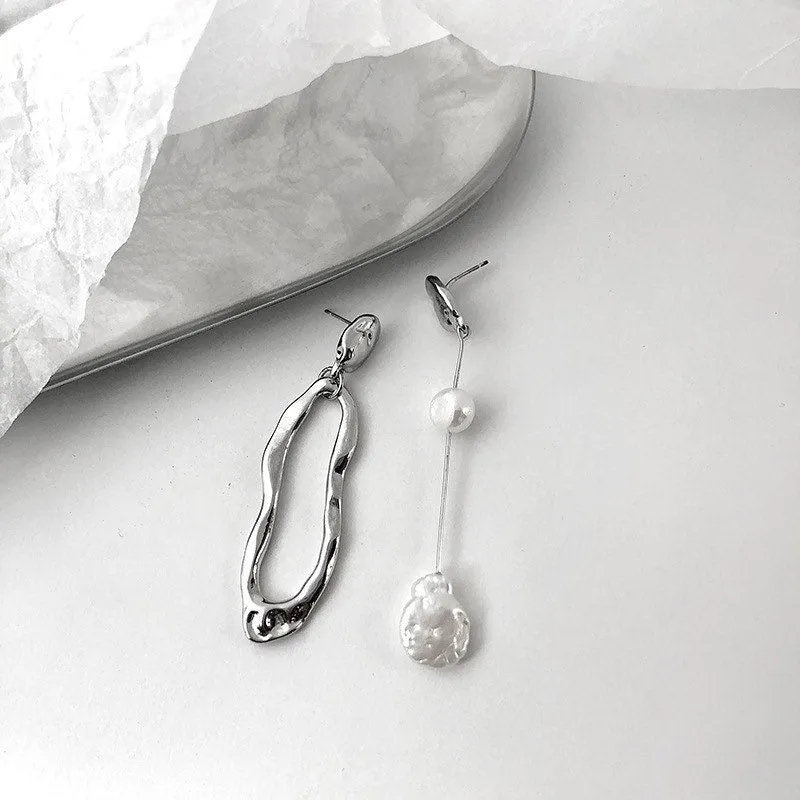 Abstract Elegance Pearl Drop Earrings