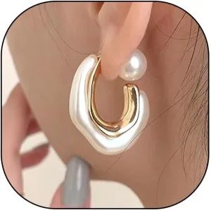 Acrylic Open Hoop Statement Earrings for Women,Fashion Chunky Geometric Resin Double Sided C Earrings,Minimalist Pearl Open Hoop Earrings Jewelry