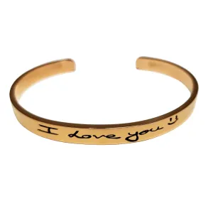 Actual Handwriting Bracelet, Custom handwritten cuff bangle, Personal engraved signature Name cuff, Memorial Keepsake Gift (Rose Gold)