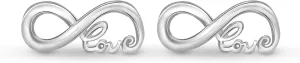 AeraVida Endless Love Infinity .925 Sterling Silver Stud Earrings | Shiny Polished Minimalist Jewelry for Everyday Wear | Lightweight Infinity Earrings for Women