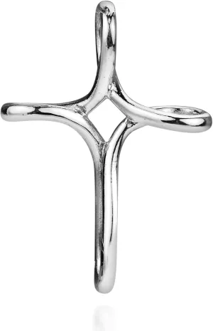 AeraVida Shiny Cross Infinity Loop .925 Sterling Silver Slide Pendant | Religious Pendant for Jewelry Gift | Unique Cross & Infinity Symbol Jewelry