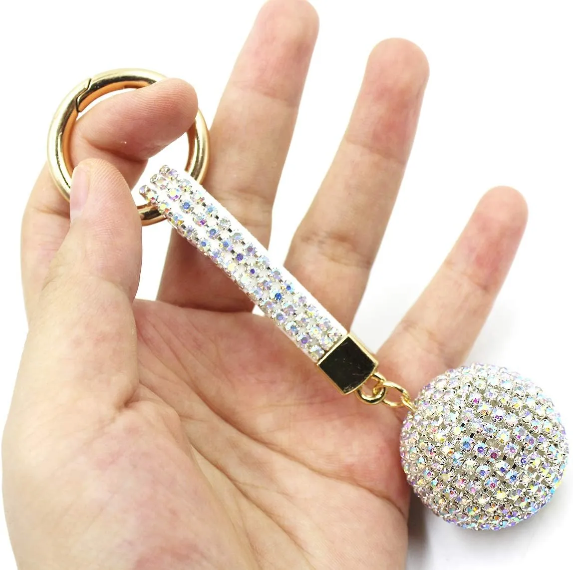 AIBEARTY Fashion Shiny Rhinestone Crystal Ball Keychain Car Bag Purse Charm Pendant Key Ring for Women Girls Gift