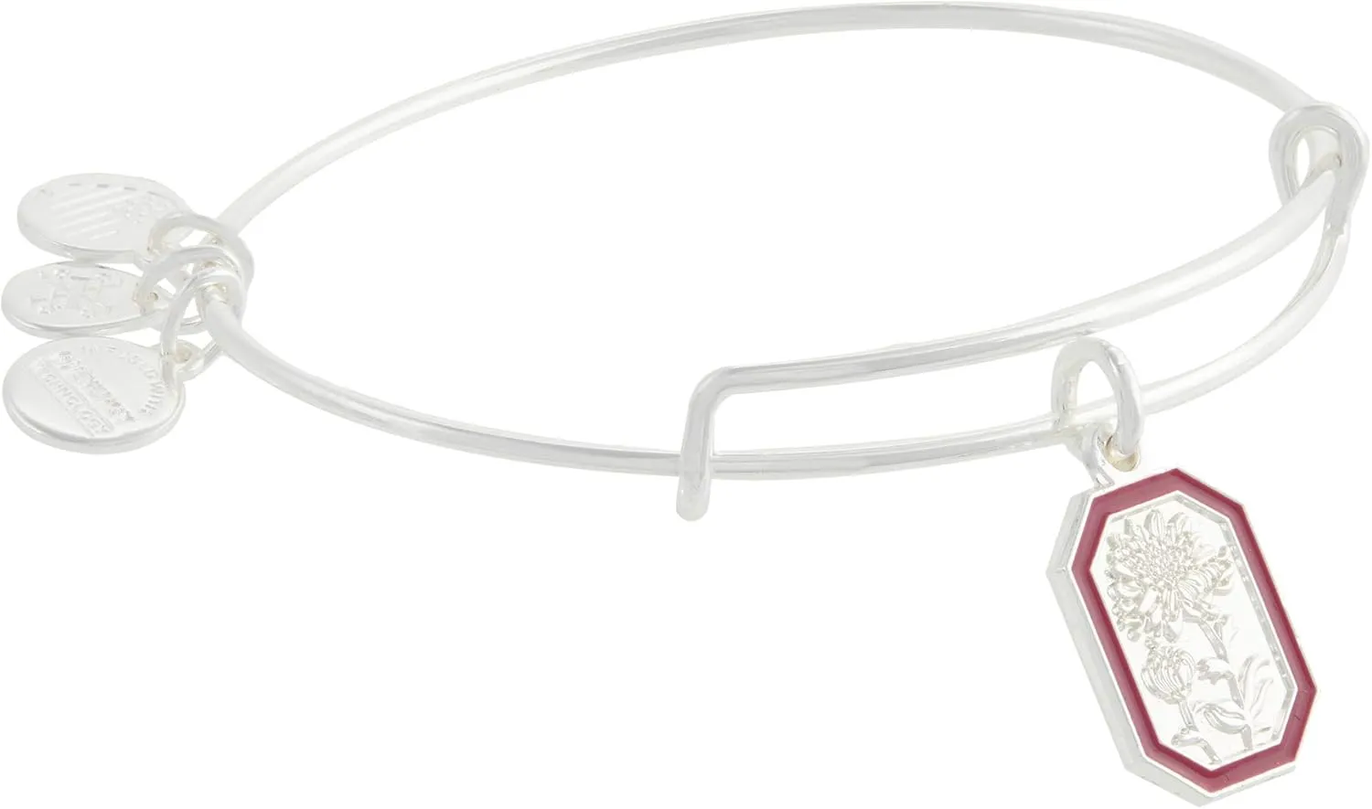 Alex and Ani A20EBNOV11SS,(November Bangle of the Month) Chrysanthemum Flower Expandable Bangle Bracelet,Shiny Silver,Red,Bracelet